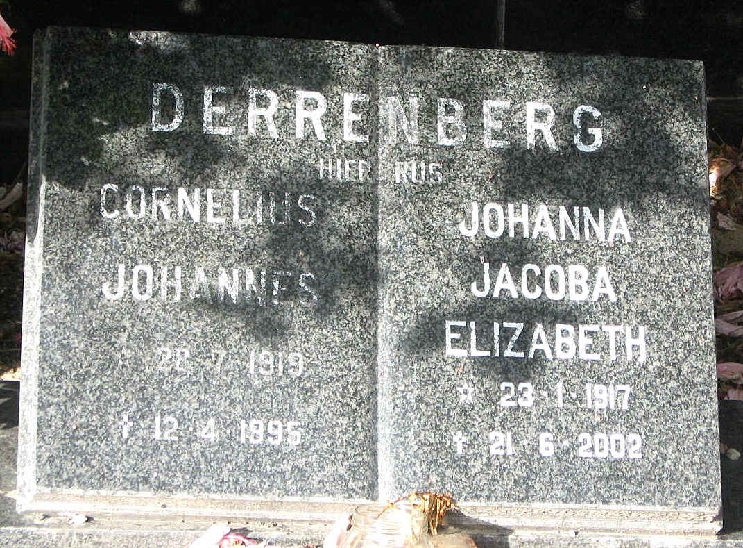 DERRENBERG Cornelius Johannes 1919-1996 &amp; Johanna Jacoba Elizabeth 1917-2002