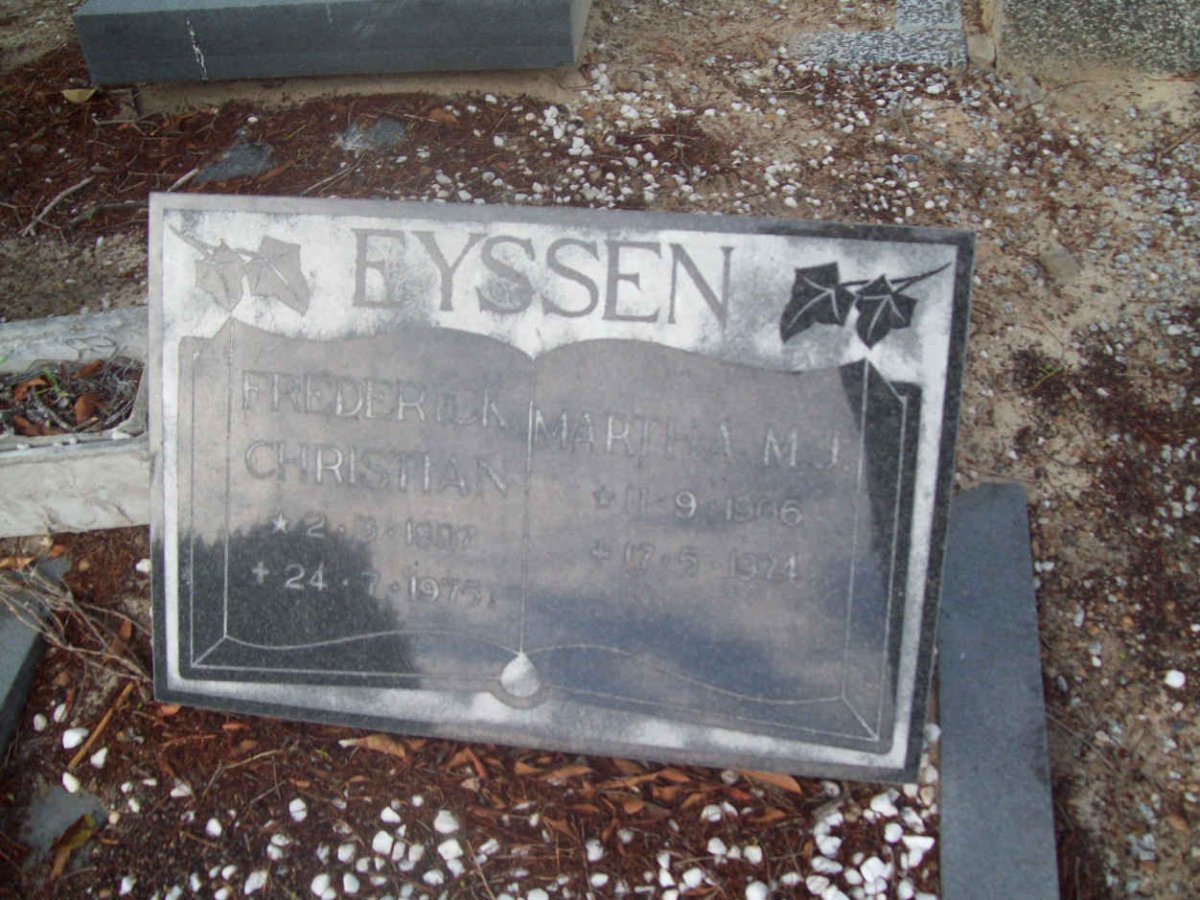 EYSSEN Frederick Christian 1907-1975 &amp; Martha M.J. 1906-1974