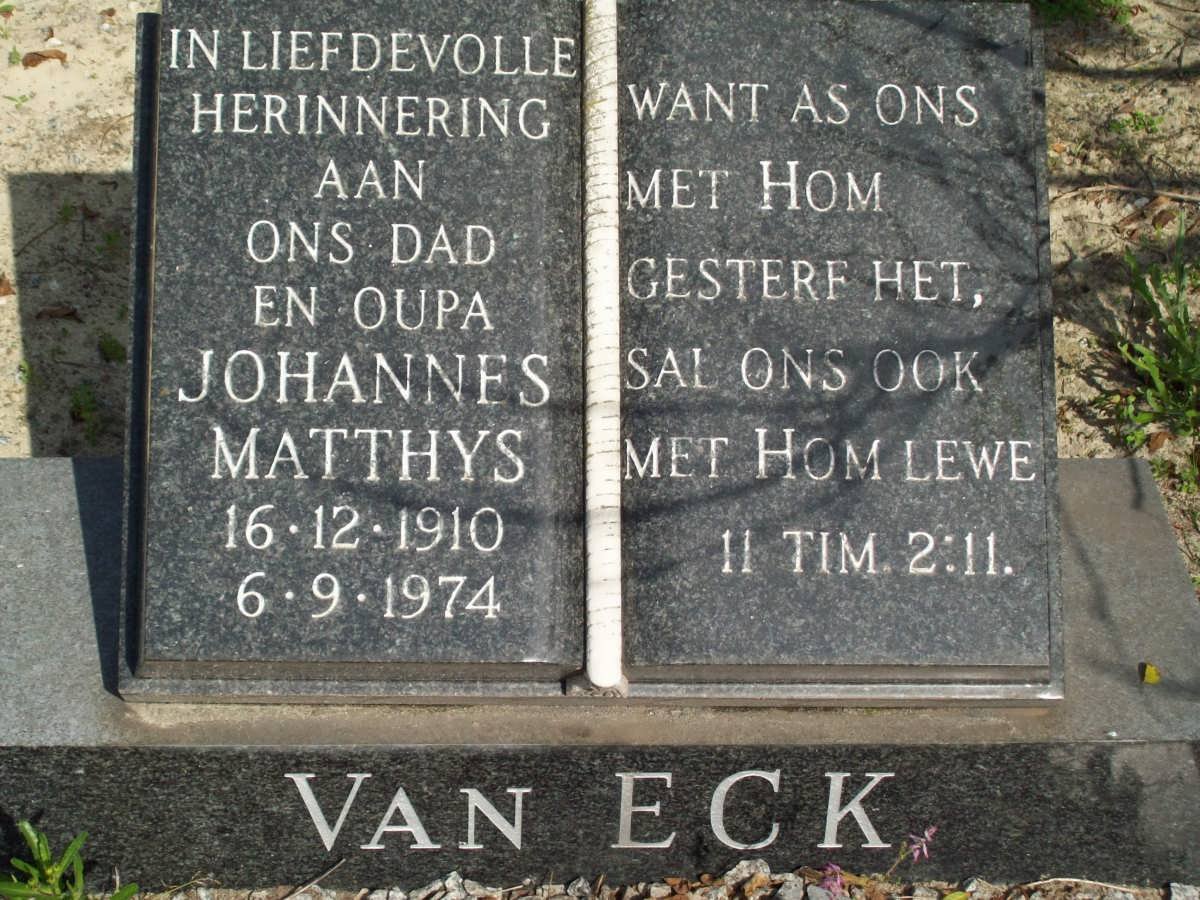 ECK Johannes Matthys, van 1910-1974