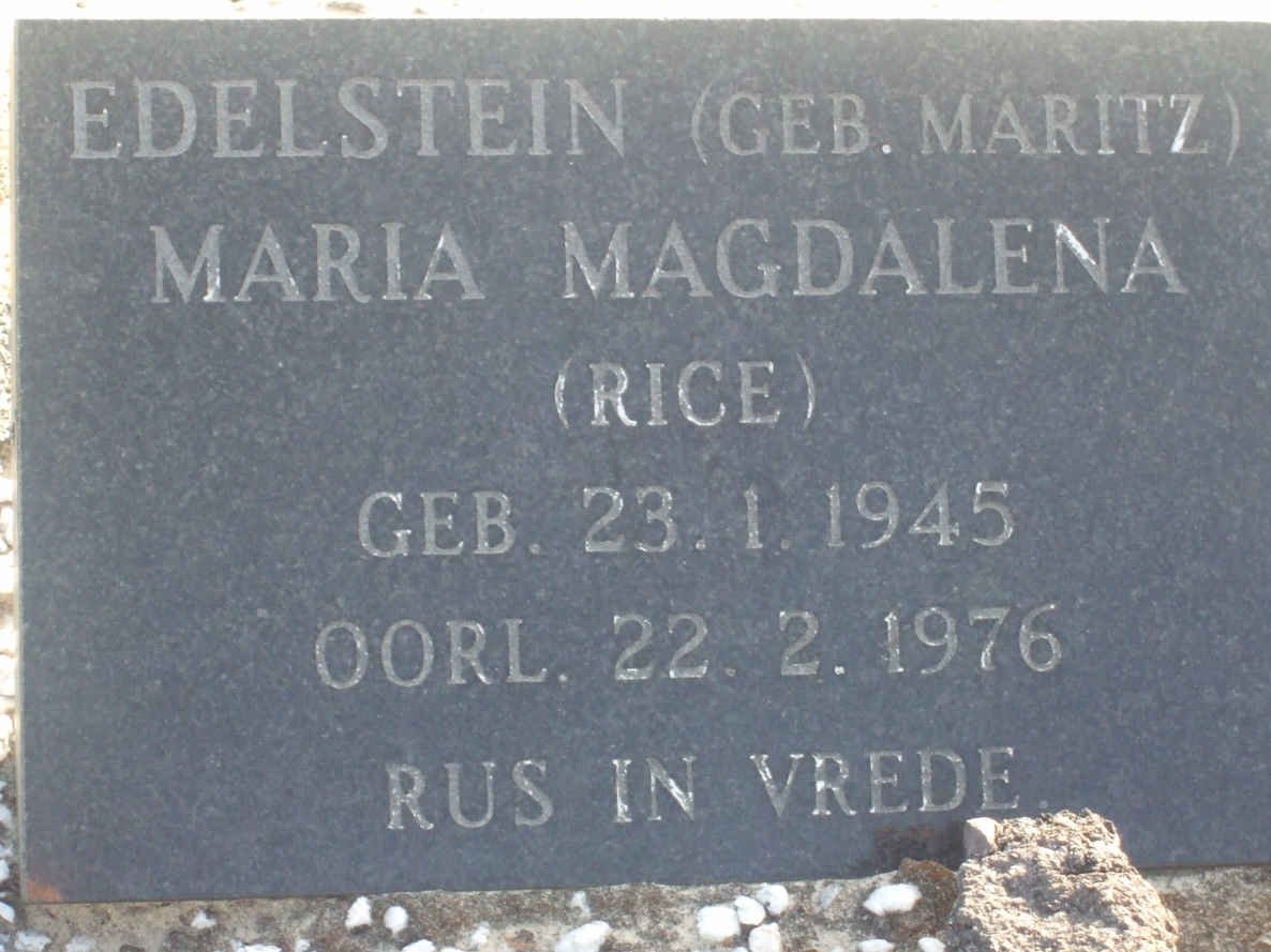 EDELSTEIN Maria Magdalena nee MARITZ voorheen RICE 1945-1976