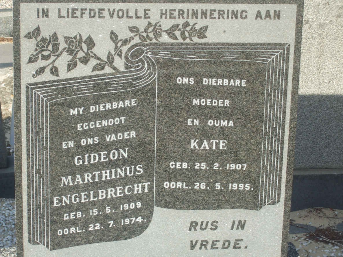 ENGELBRECHT Gideon Marthinus 1909-1974 &amp; Kate 1907-1995
