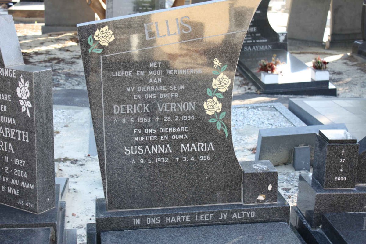ELLIS Derick Vernon 1963-1994 :: ELLIS Susanna Maria 1932-1996