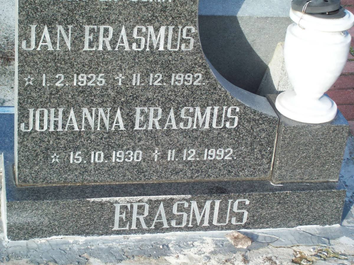 ERASMUS Jan 1925-1992 &amp; Johanna 1930-1992