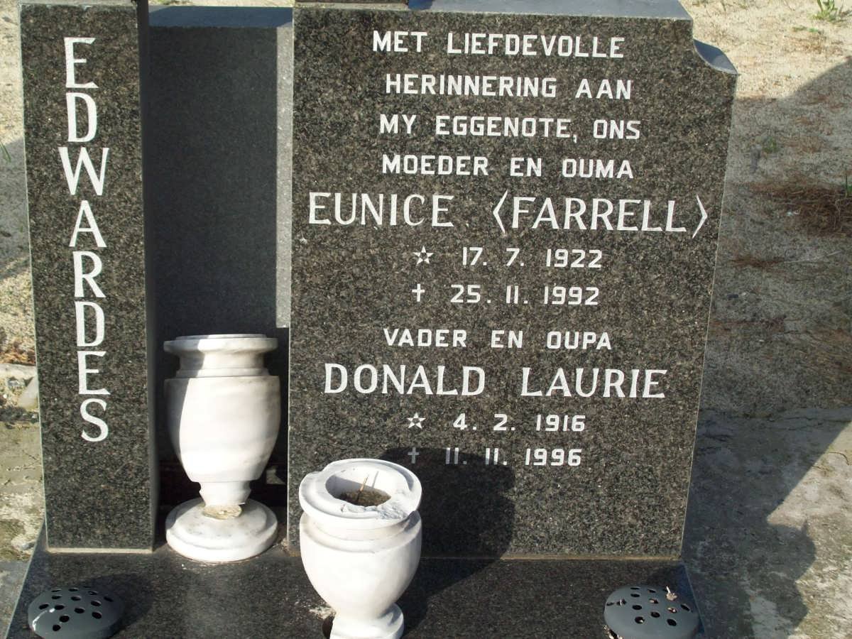 EDWARDES Donald Laurie 1916-1996 &amp; Eunice FARRELl 1922-1992