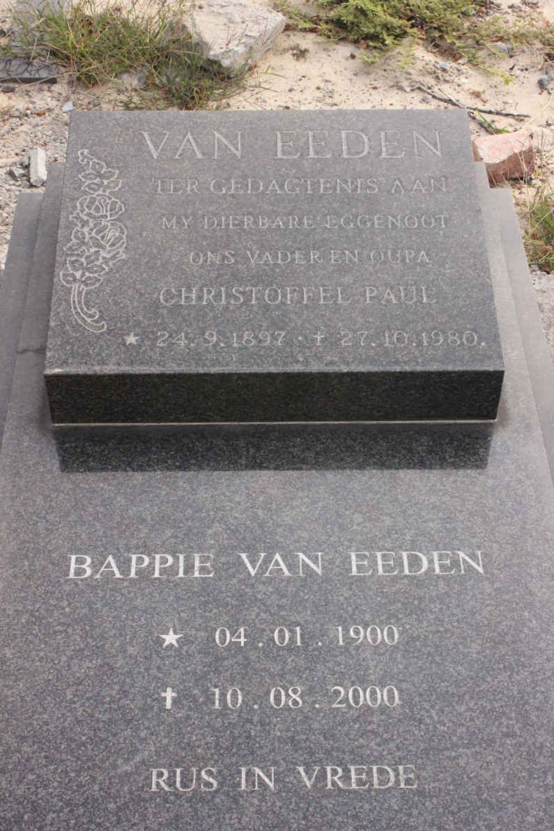 EEDEN Christoffel Paul, van 1897-1980 &amp; Bappie 1900-2000