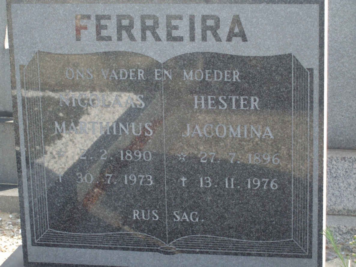 FERREIRA Nicolaas Marthinus 1890-1973 &amp; Hester Jacomina 1896-1976