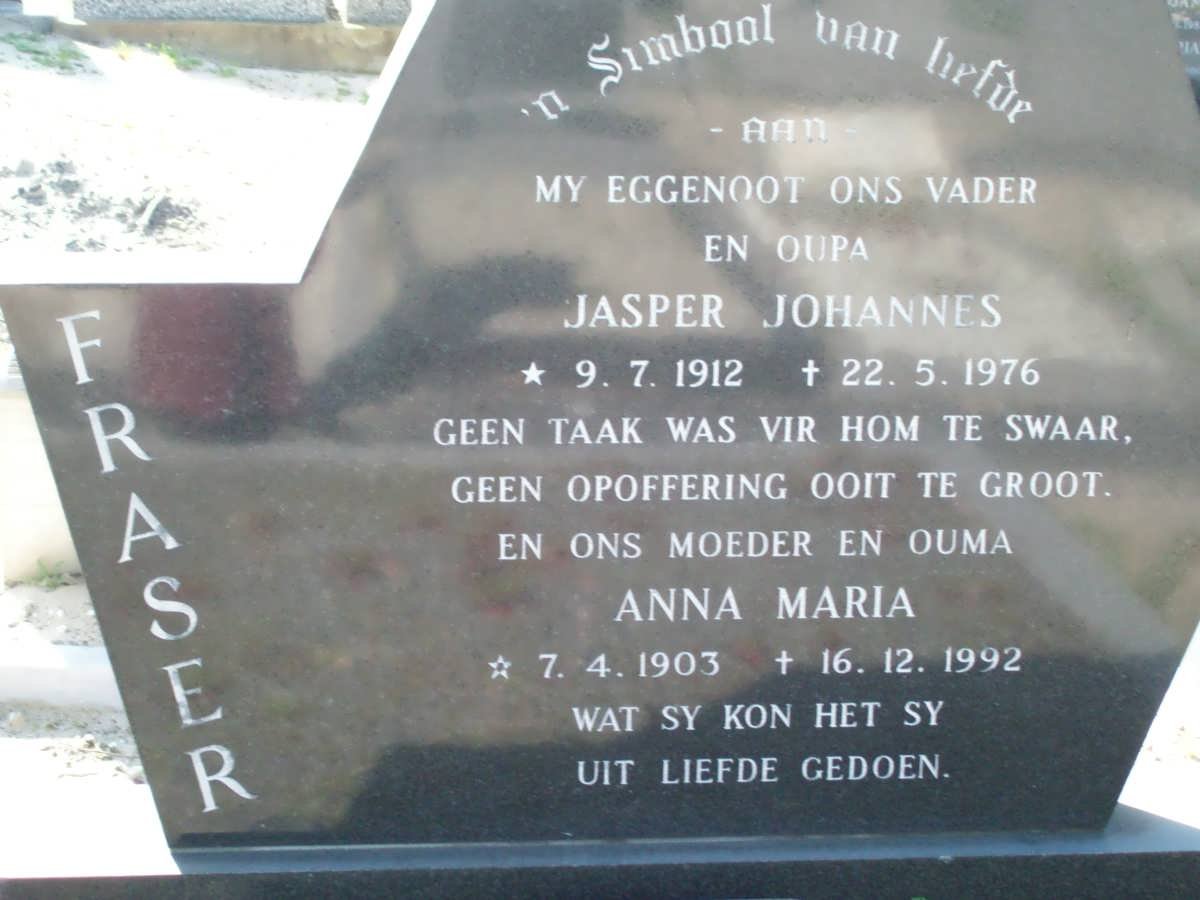 FRASER Jasper Johannes 1912-1976 &amp; Anna Maria 1903-1992
