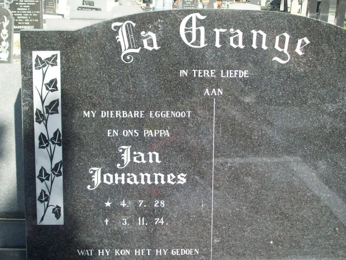 GRANGE Jan Johannes, la 1928-1974