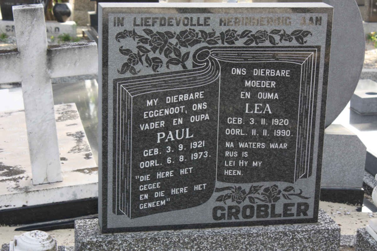 GROBLER Paul 1921-1973 &amp; Lea 1920-1990
