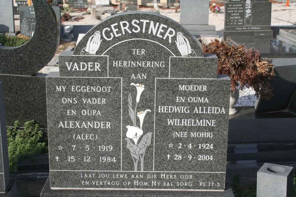 GERSTNER Alexander 1919-1984 &amp; Hedwig Alleida Wilhelmine MOHR 1924-2004