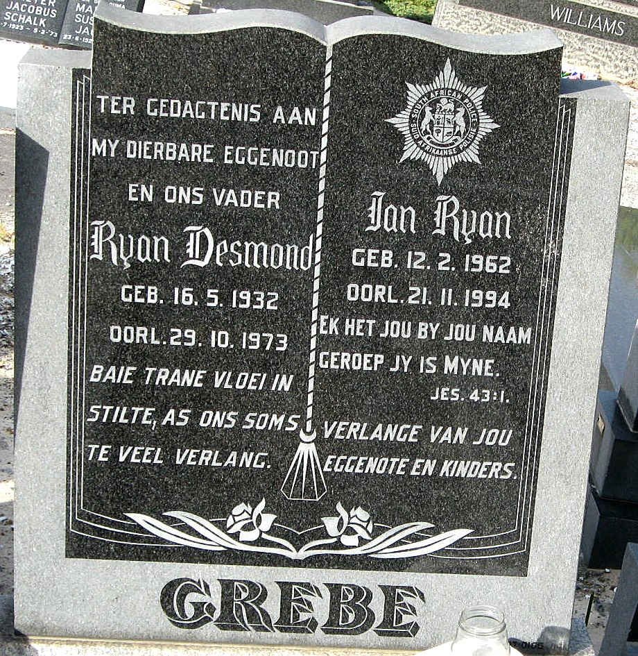 GREBE Ryan Desmond 1932-1973 :: GREBE Ian Ryan 1962-1994