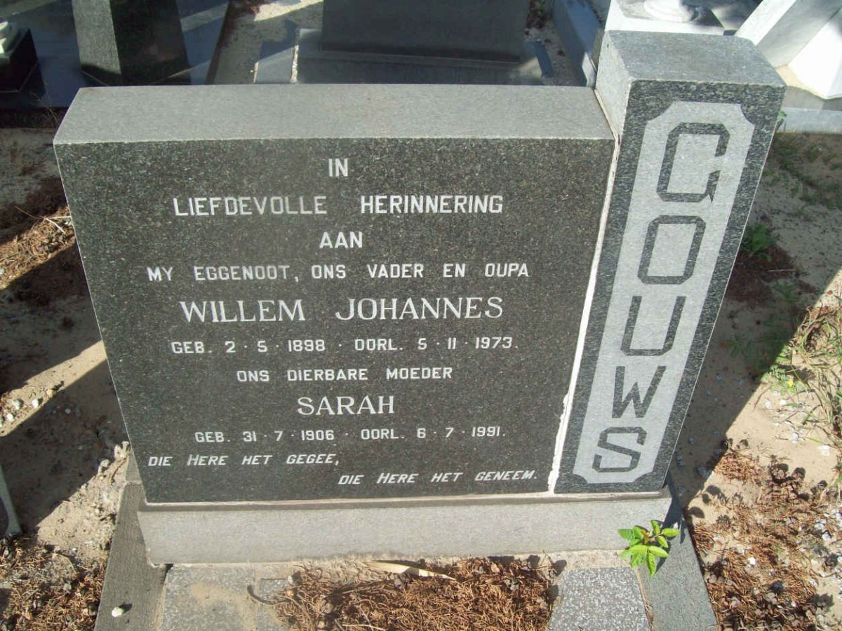 GOUWS Willem Johannes 1898-1973 &amp; Sarah 1906-1991