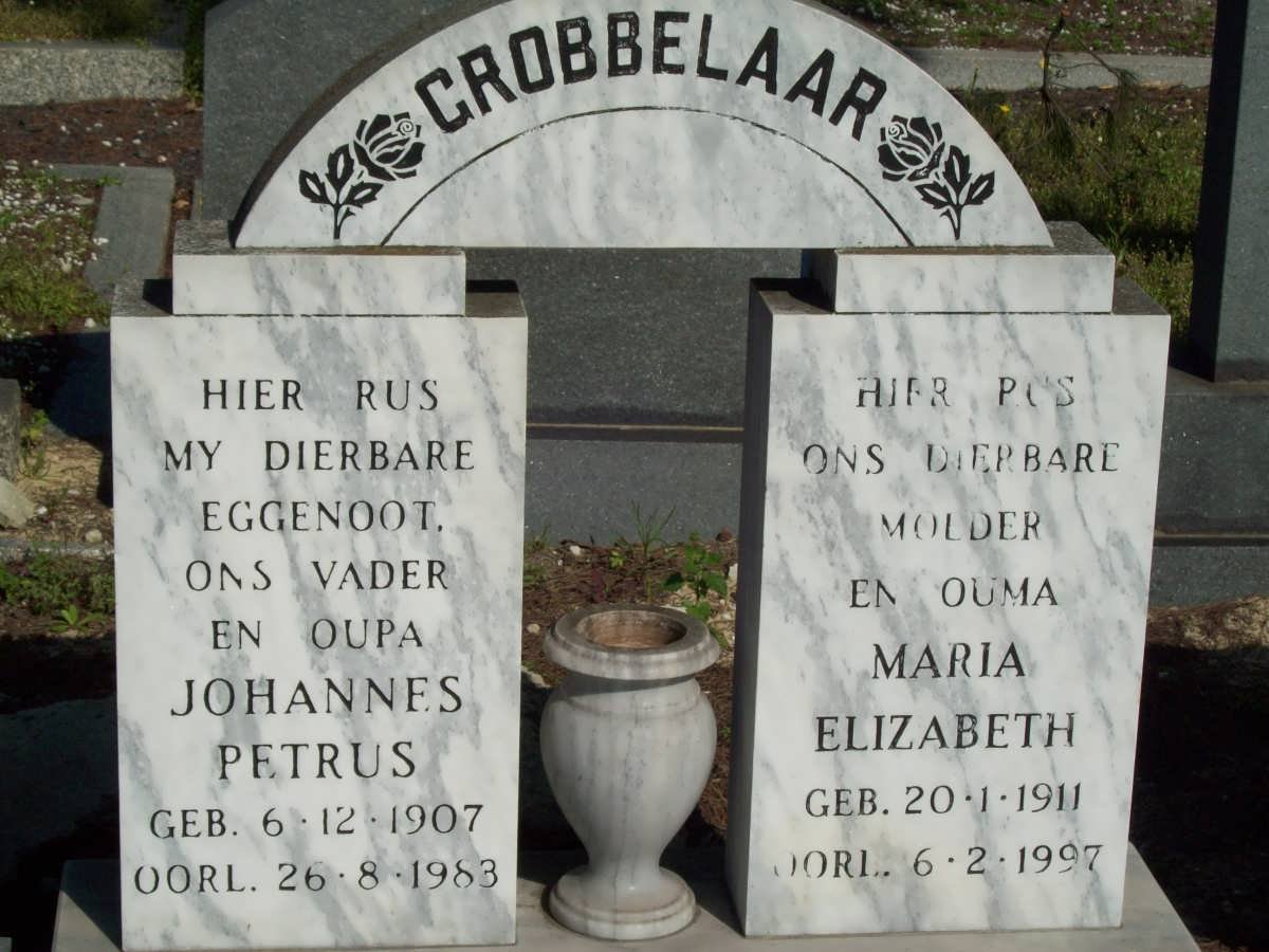 GROBBELAAR Johannes Petrus 1907-1983 &amp; Maria Elizabeth 1911-1997