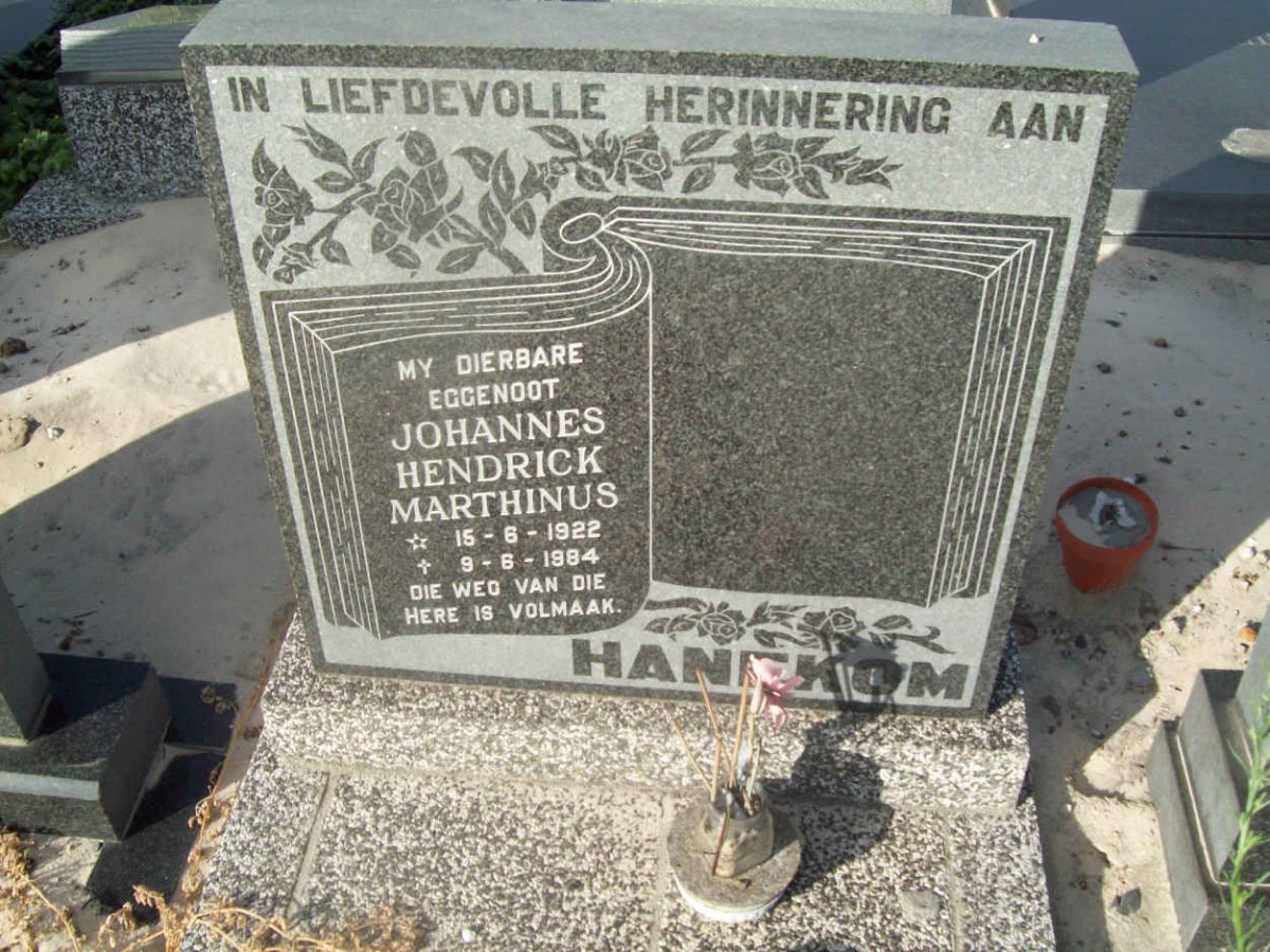 HANEKOM Johannes Hendrick Marthinus 1922-1984