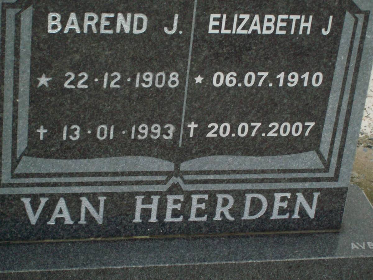 HEERDEN Barend J., van  1908-1993 &amp; Elizabeth J. 1910-2007