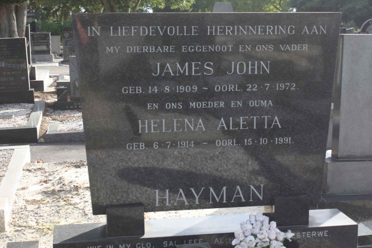 HAYMAN James John 1909-1972 &amp; Helena Aletta 1914-1991