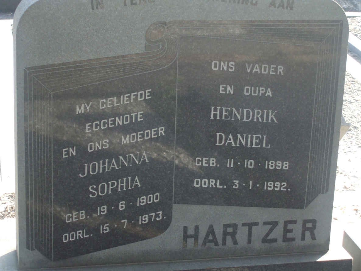 HARTZER Hendrik Daniel 1898-1992 &amp; Johanna Sophia 1900-1973