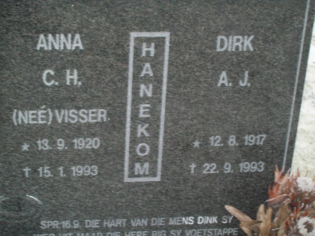 HANEKOM Dirk A.J. 1917-1993 &amp; Anna C.H. VISSER 1920-1993