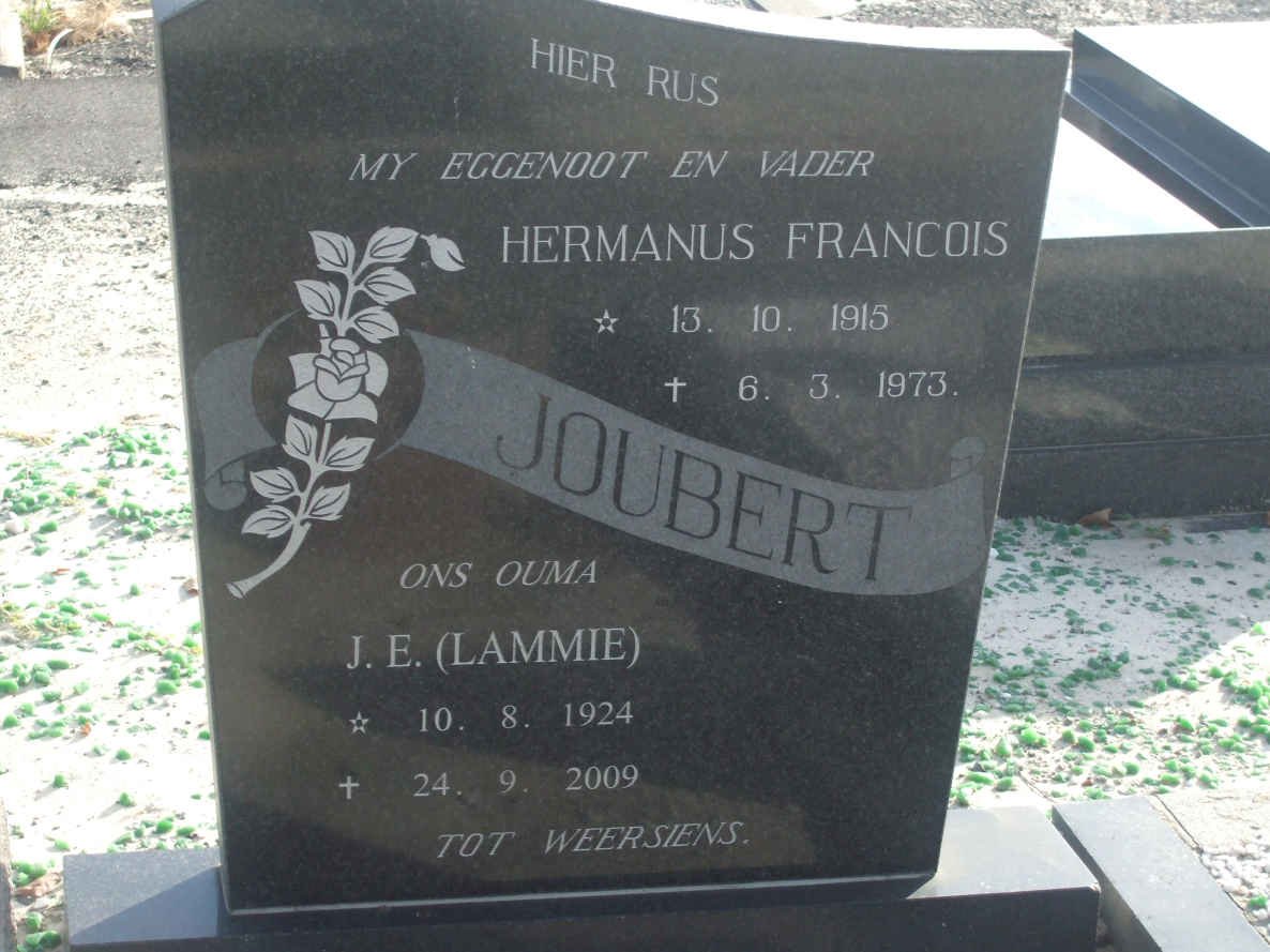 JOUBERT Hermanus Francois 1915-1973 &amp; J.E. 1924-2009