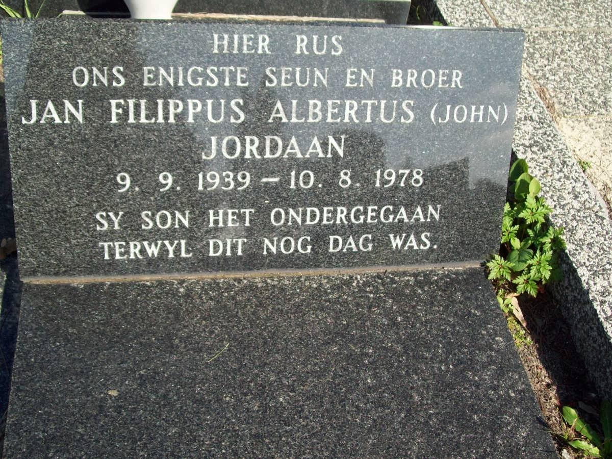 JORDAAN Jan Filippus Albertus 1939-1978
