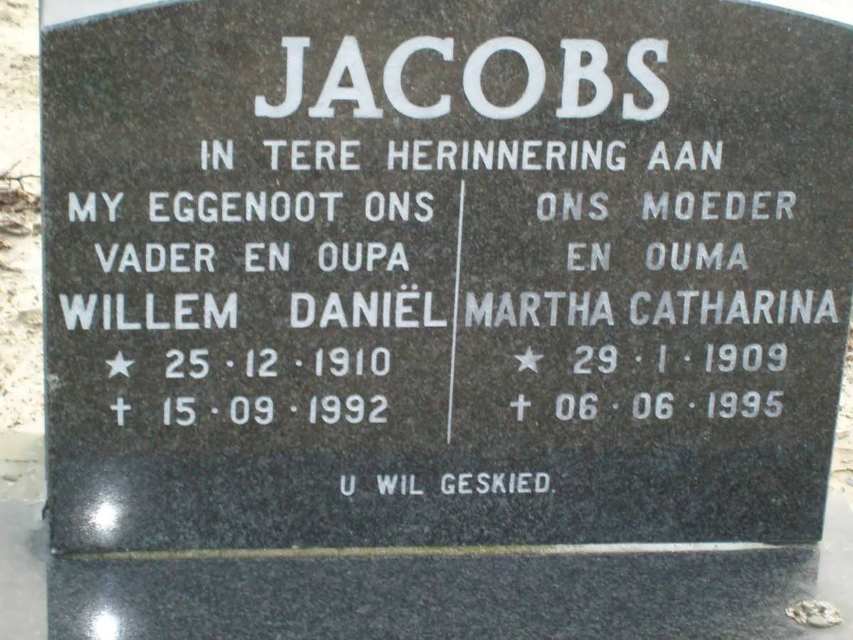 JACOBS Willem Daniel 1910-1992 &amp; Martha Catharina 1909-1995