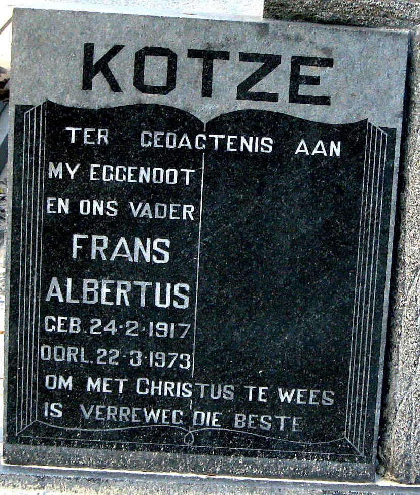 KOTZE Frans Albertus 1917-1973
