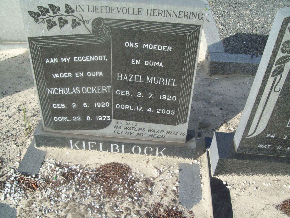 KIELBLOCK Nicholas Ockert 1920-1973 &amp; Hazel Muriel 1920-2005