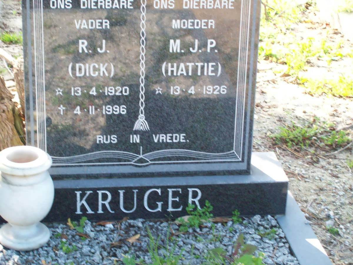 KRUGER R.J. 1920-1996 &amp; M.J.P. 1926-