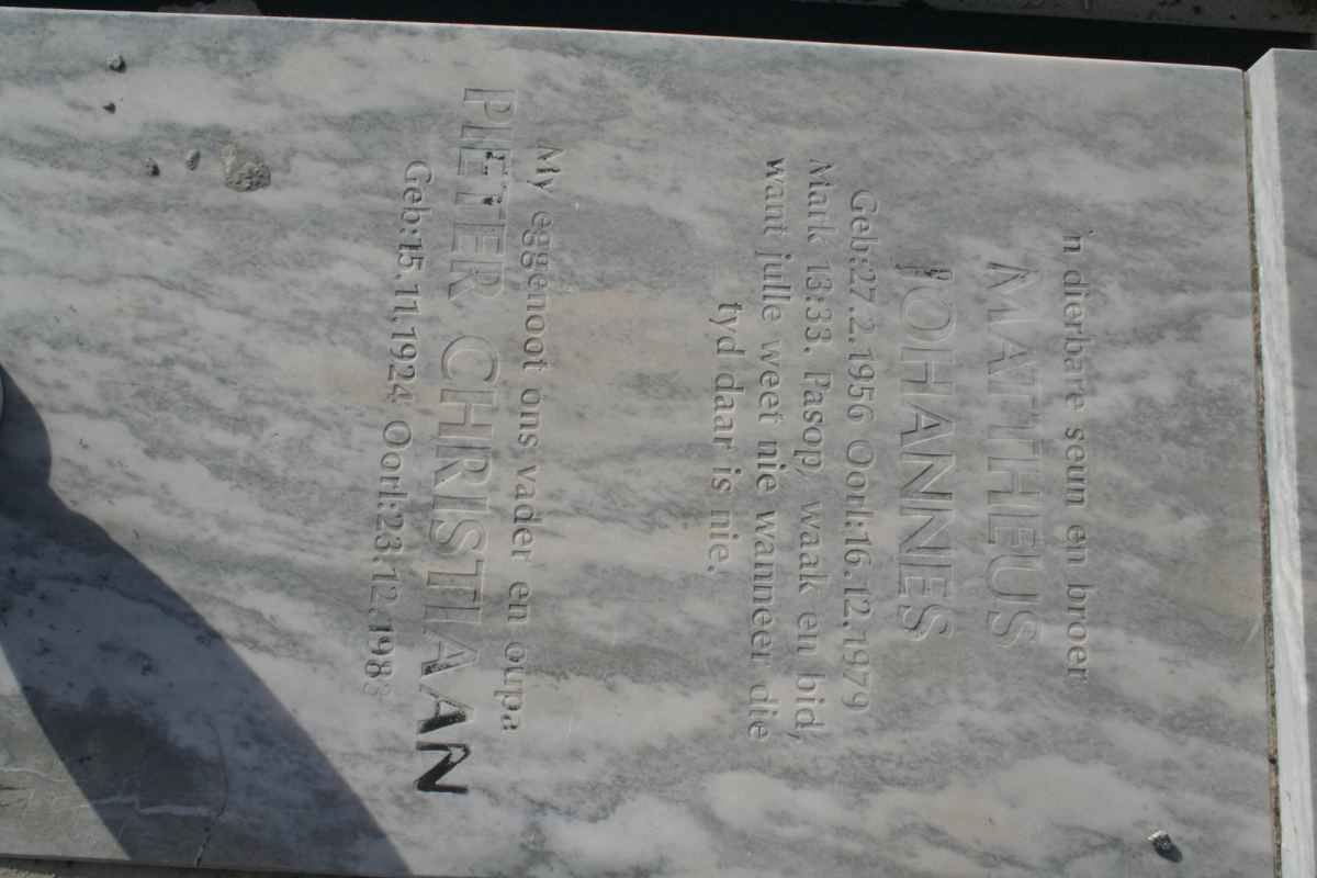 KUHN Pieter Christiaan 1924-1983 :: KUHN Mattheus Johannes 1956-1979