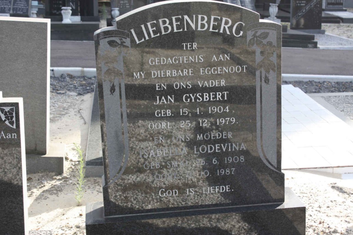 LIEBENBERG Jan Gysbert 1904-1979 &amp; Isabella Lodevina SM? 1908-1987