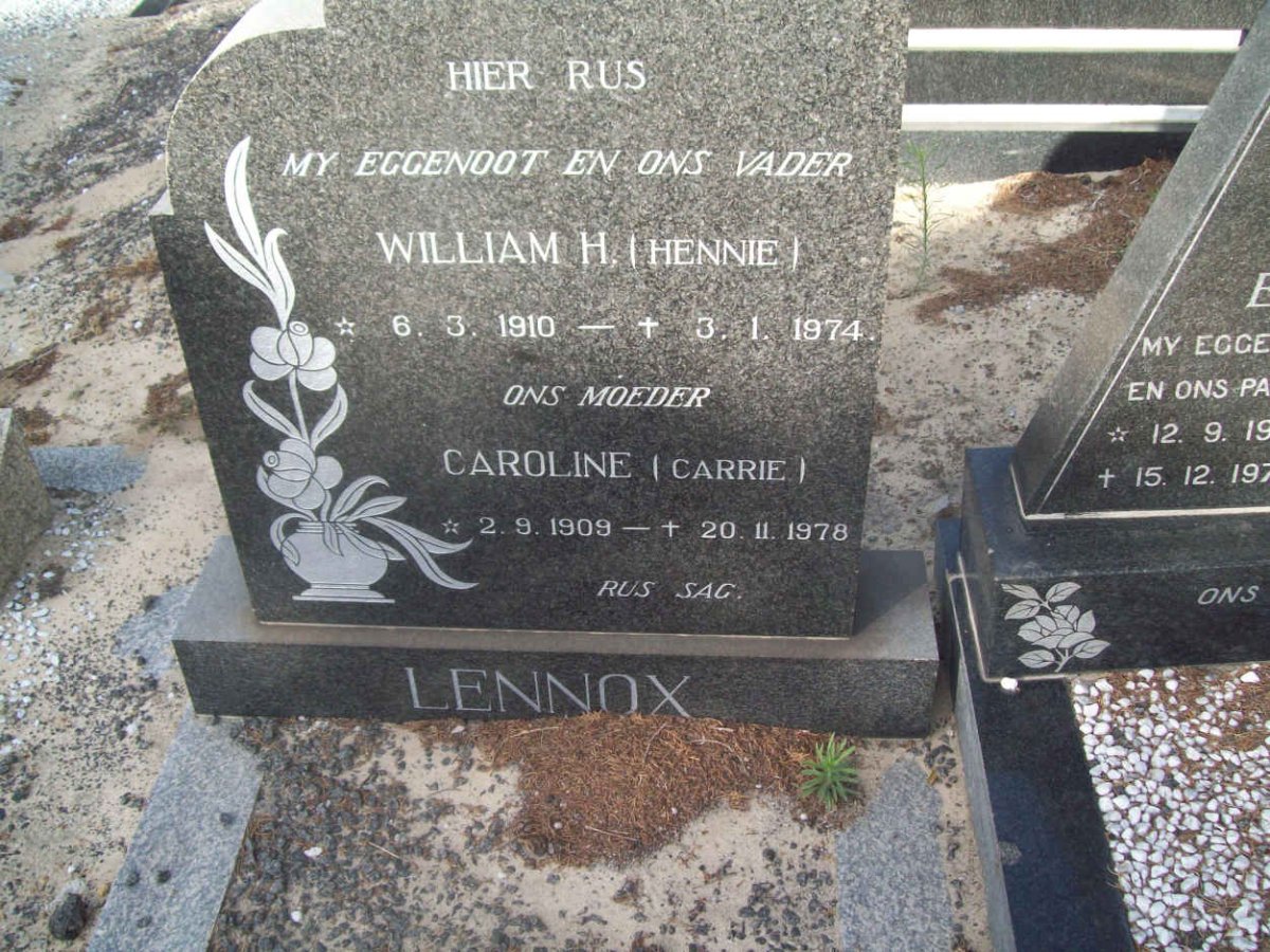 LENNOX William H. 1910-1974 &amp; Caroline 1909-1978