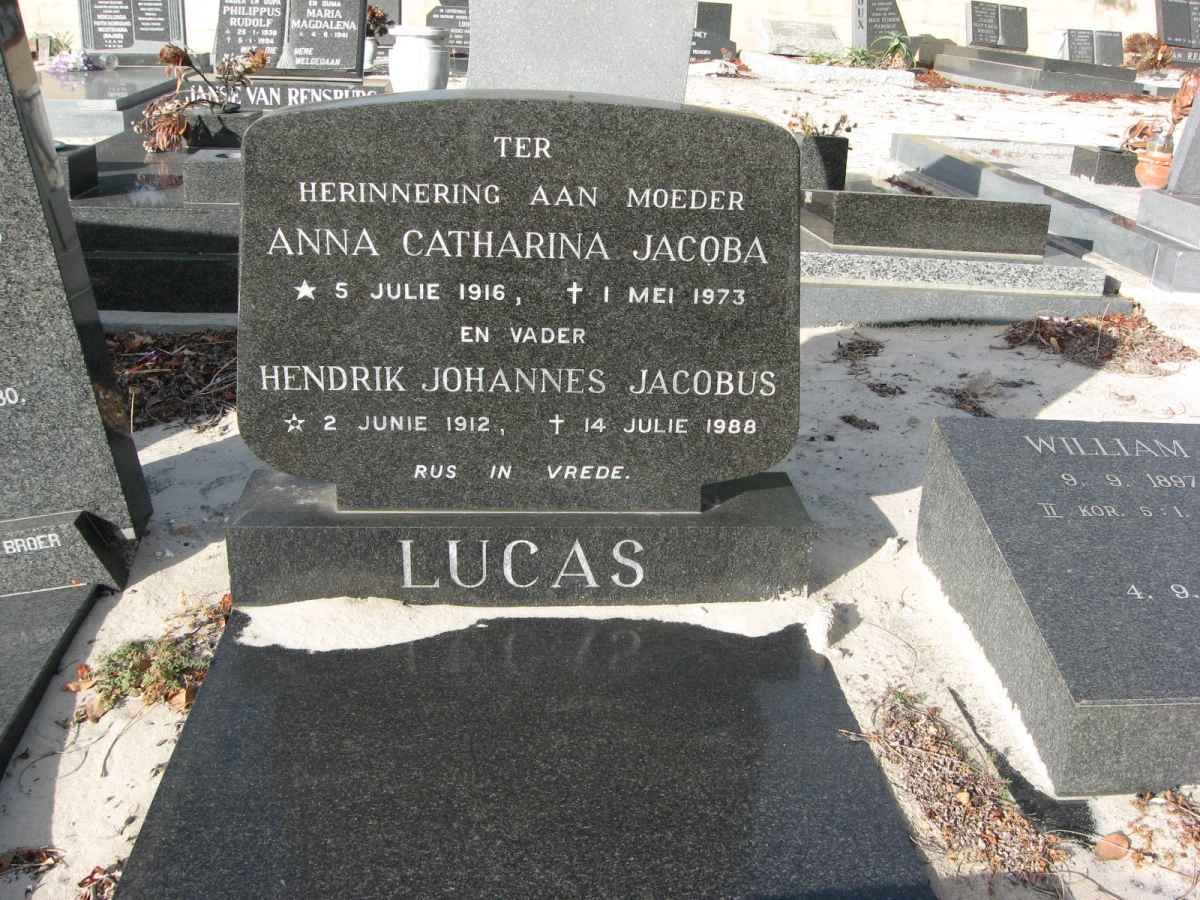 LUCAS Hendrik Johannes Jacobus 1912-1988 &amp; Anna Catharina Jacoba 1916-1973