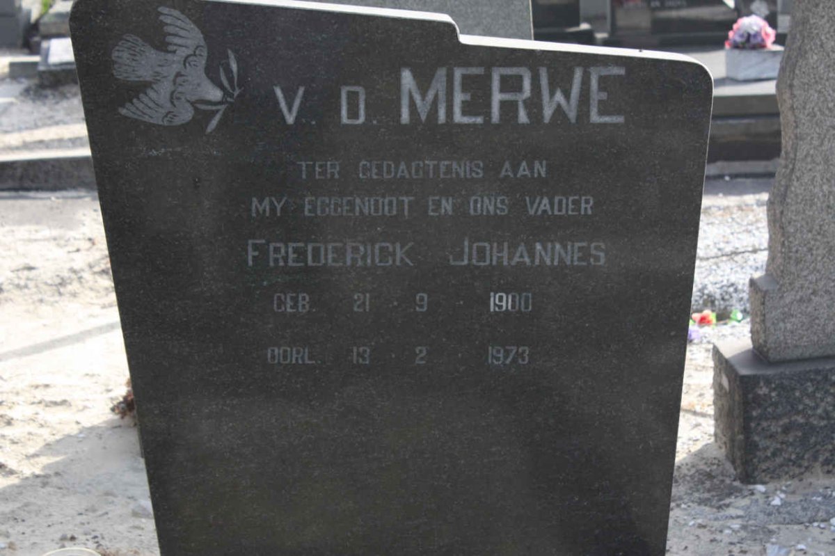 MERWE Frederick Johannes, v.d. 1900-1973