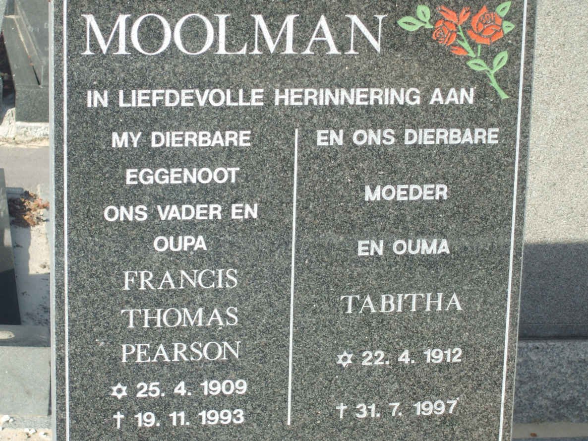 MOOLMAN Francis Thomas Pearson 1909-1993 &amp; Tabitha 1912-1997