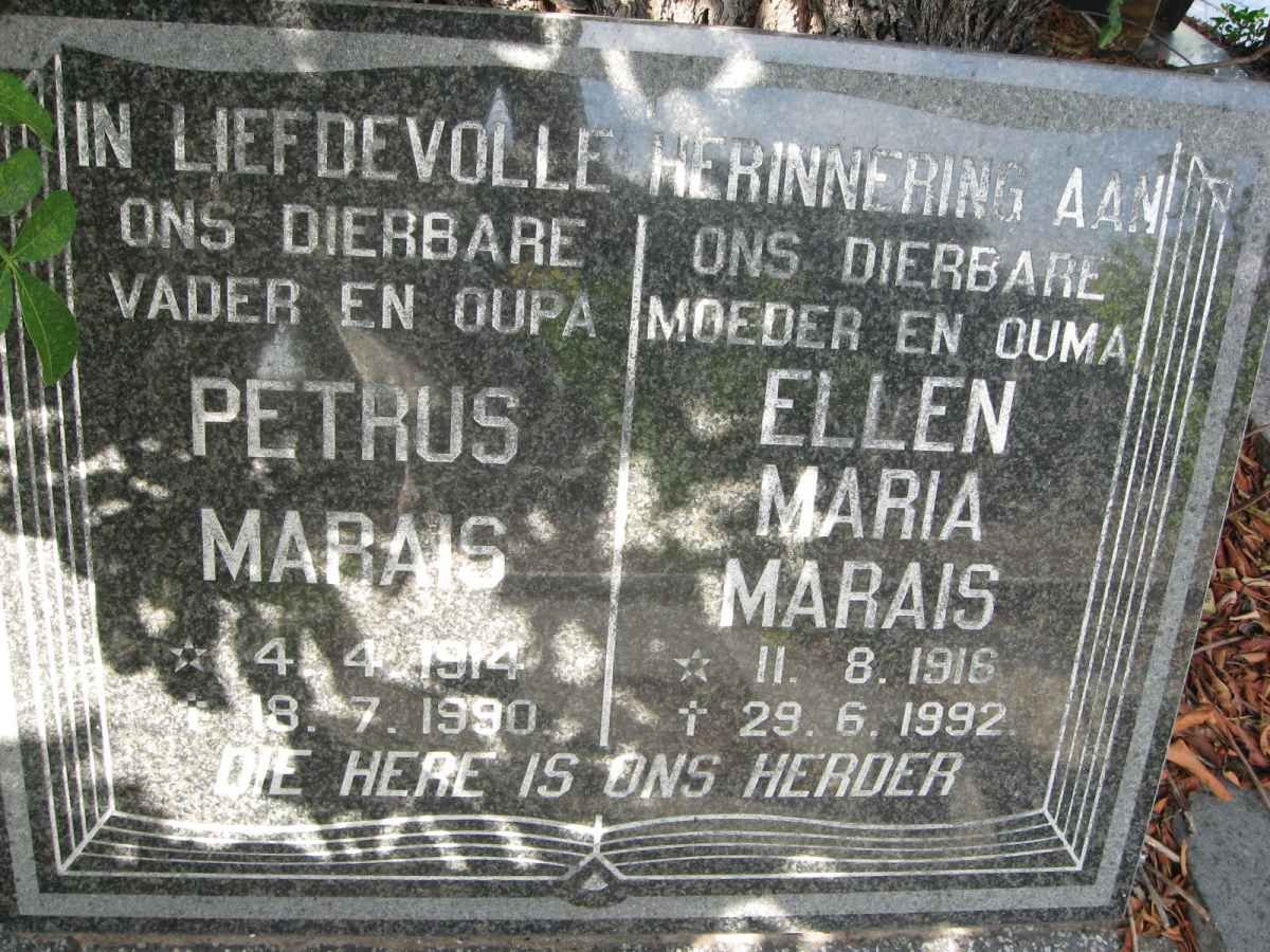 MARAIS Petrus 1914-1990 &amp; Ellen Maria 1916-1992