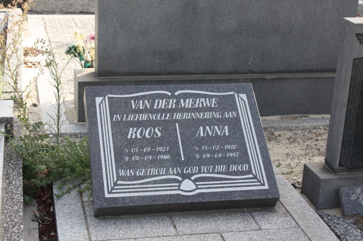 MERWE Koos, van der 1923-1996 &amp; Anna 1920-1997