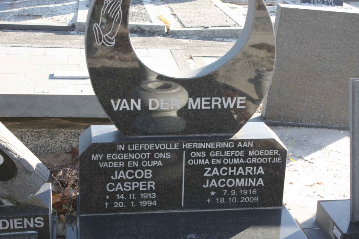 MERWE Jacob Casper, van der 1913-1994 &amp; Zacharia Jacomina 1916-2009