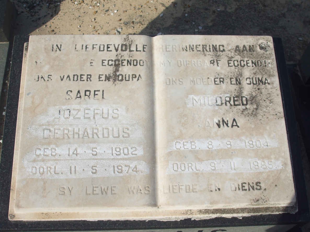 MARAIS Sarel Jozefus Gerhardus 1902-1974 &amp; Mildred Anna 1904-1985
