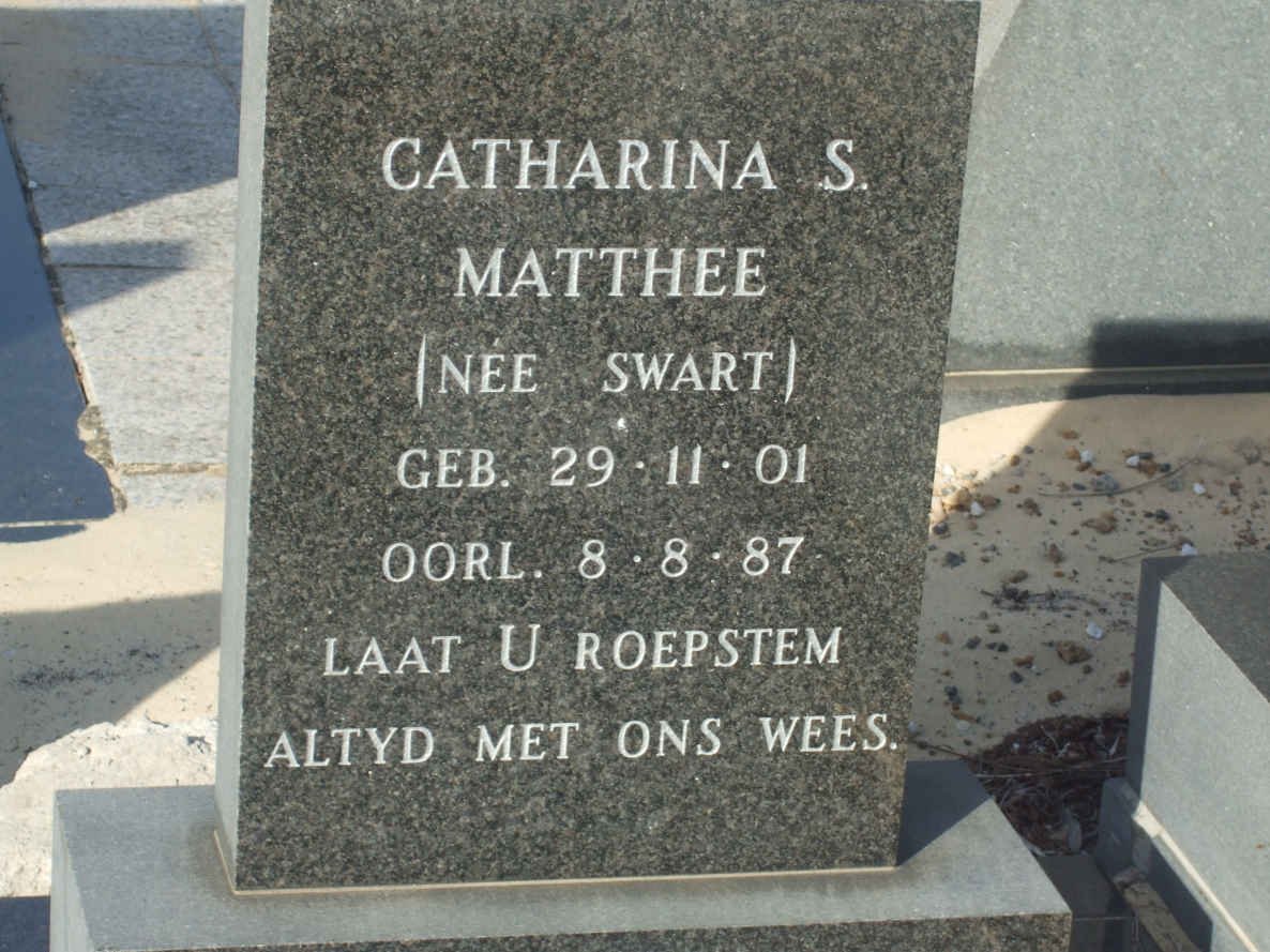 MATTHEE Catharina S. SWART 1901-1987