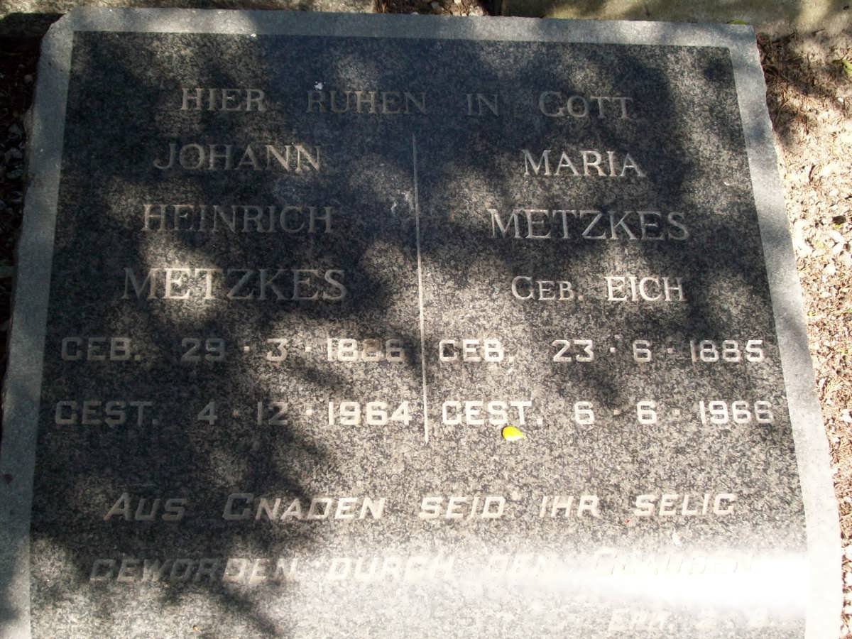 METZKES Johann Heinrich 1886-1964 &amp; Maria EICH 1885-1966