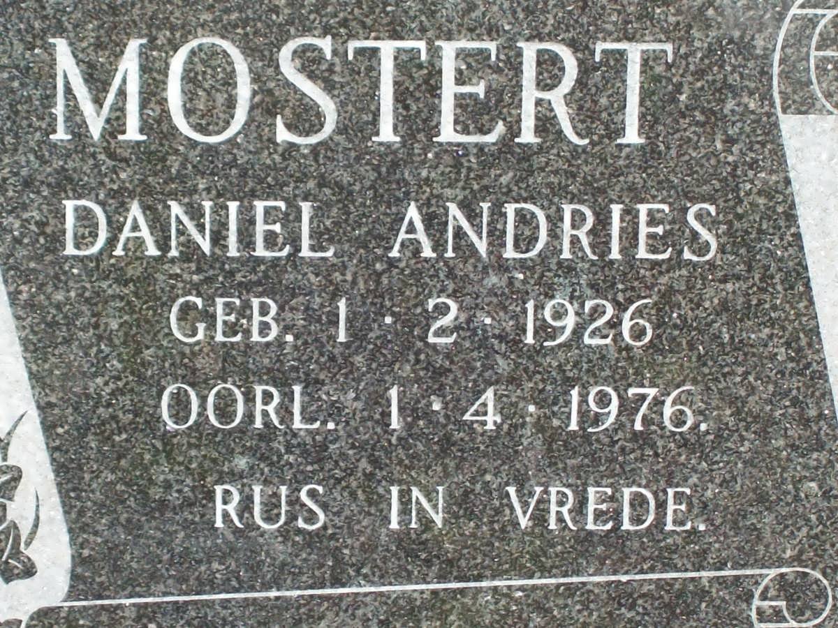 MOSTERT Daniel Andries 1926-1976
