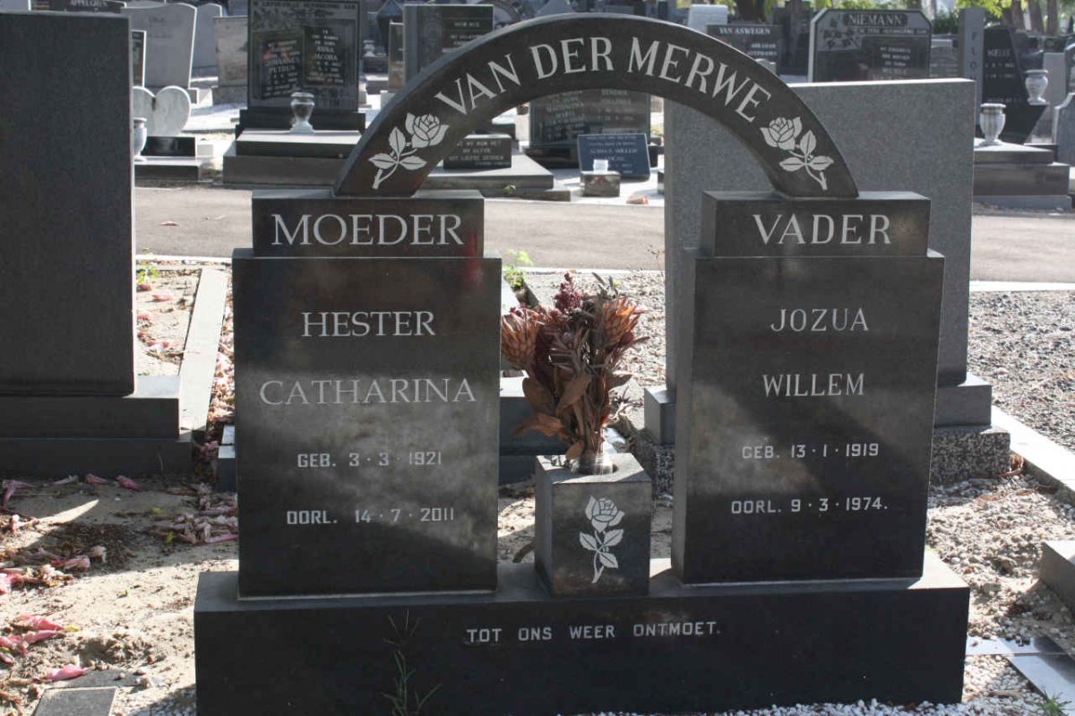 MERWE Jozua Willem, van der 1919-1974 &amp; Hester Catharina 1921-2011