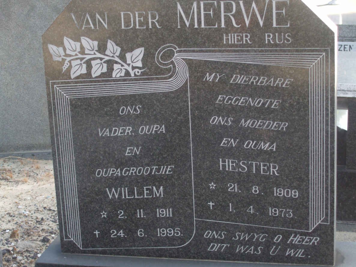 MERWE Willem, van der 1911-1995 &amp; Hester 1909-1973