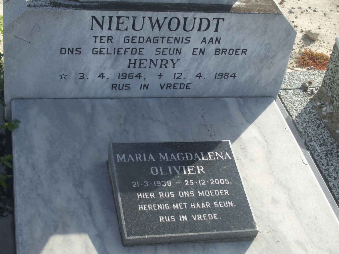 NIEUWOUDT Henry 1964-1984 :: OLIVIER Maria Magdalena 1938-2005