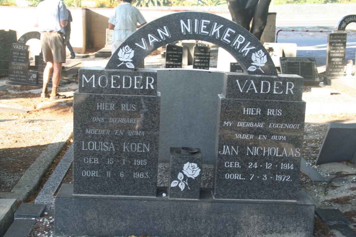 NIEKERK Jan Nicholaas, van 1914-1972 &amp; Louisa Koen 1915-1983