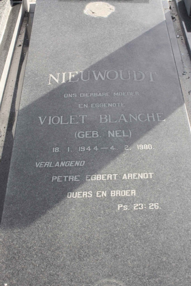NIEUWOUDT Violet Blanche nee NEL 1944-1980