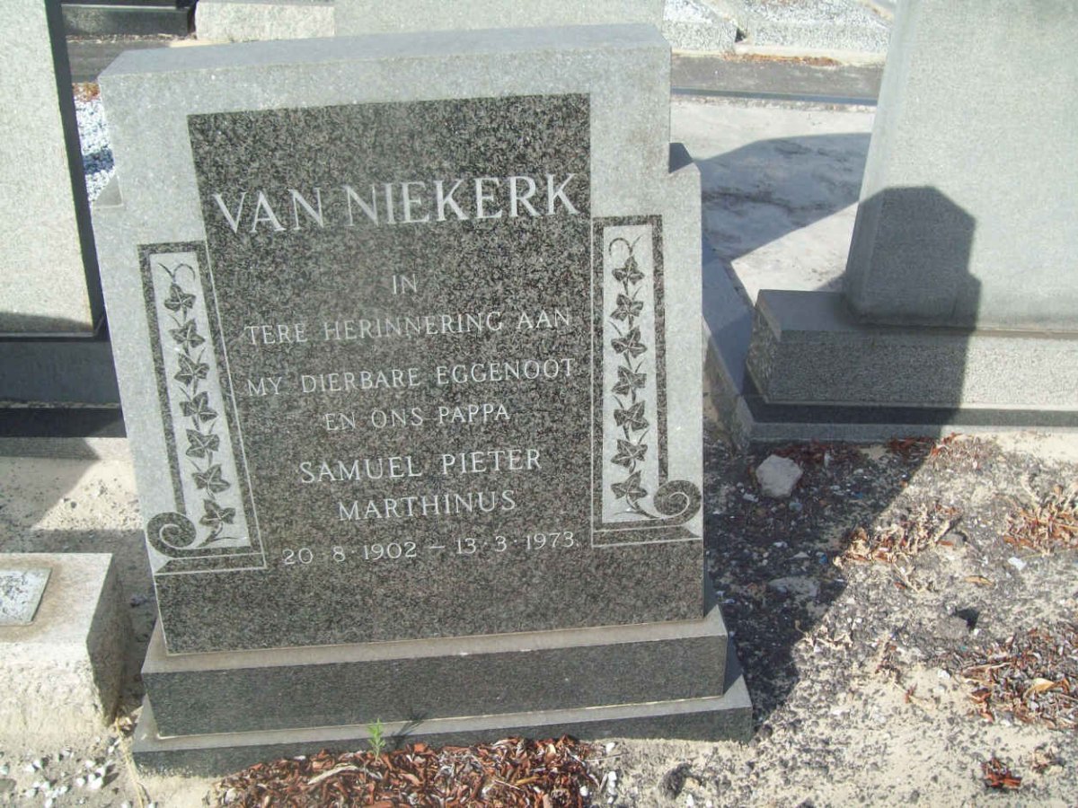 NIEKERK Samuel Pieter Marthinus, van 1902-1973