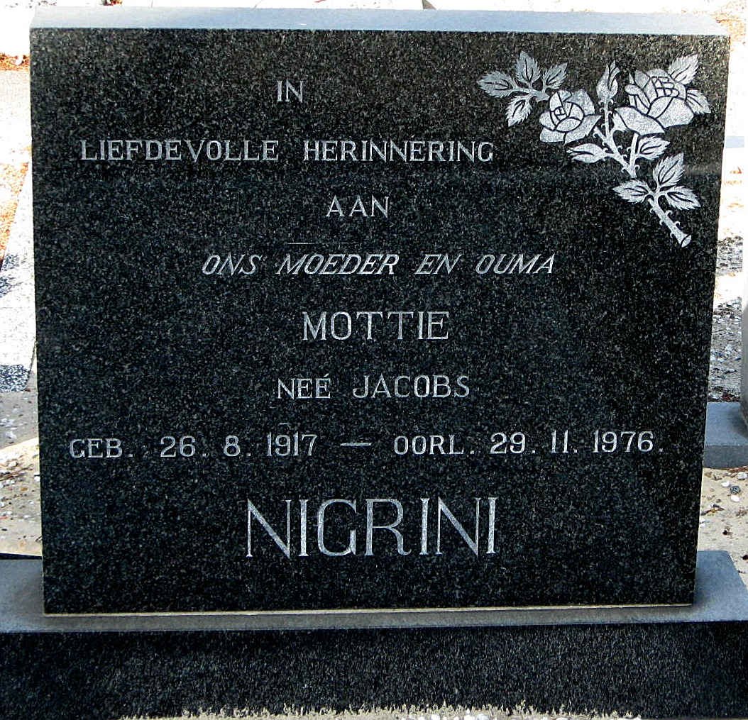NIGRINI Mottie nee JACOBS 1917-1976
