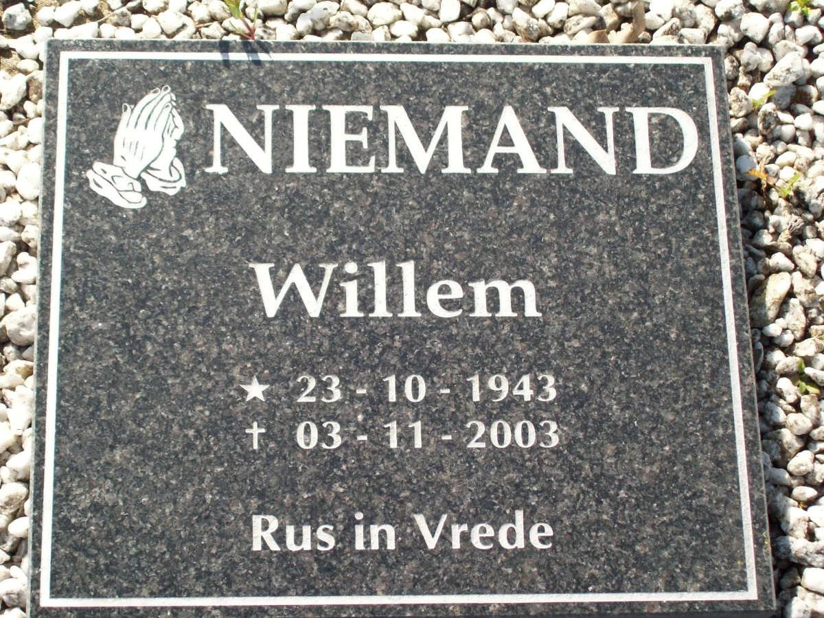 NIEMAND Willem 1943-2003