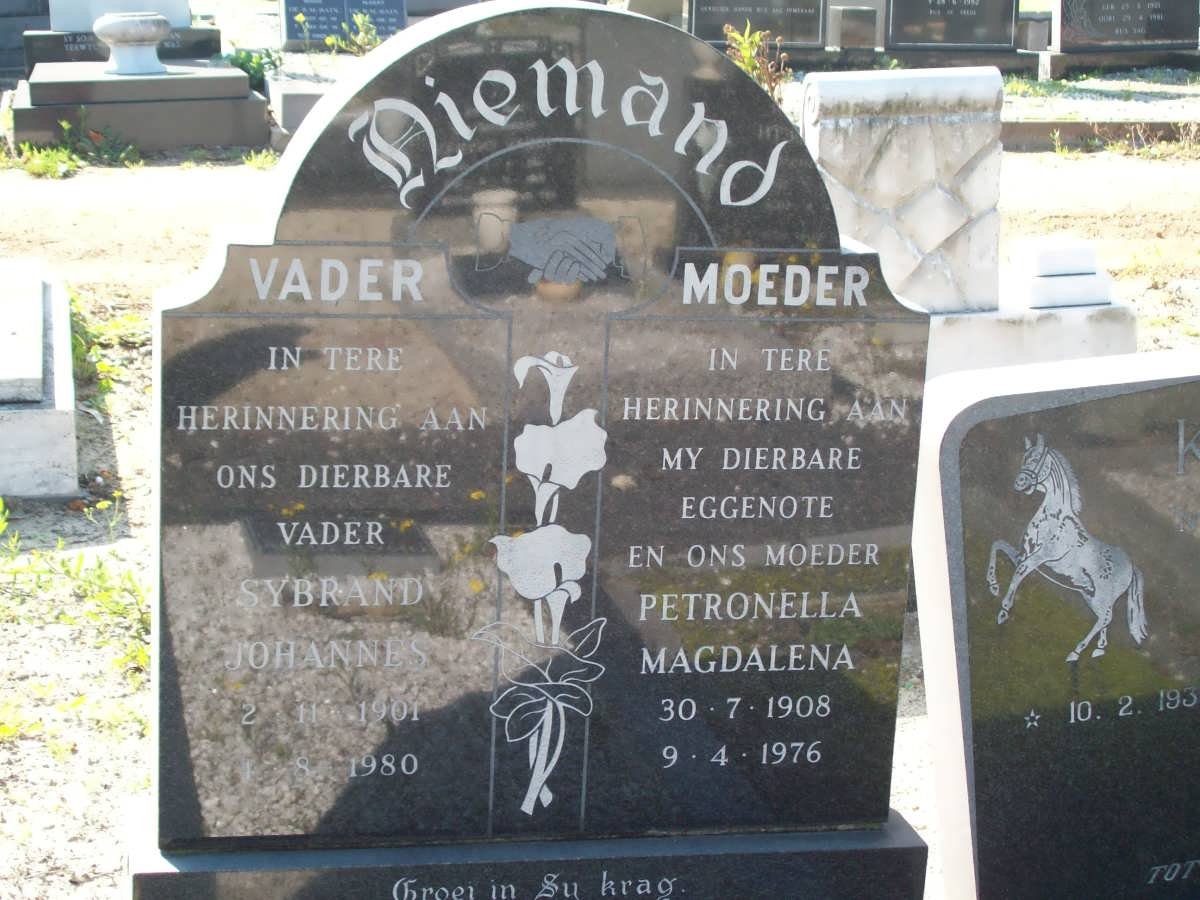 NIEMAND Sybrand Johannes 1901-1980 &amp; Petronella Magdalena 1908-1976